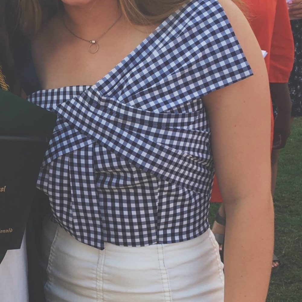 Blue Gingham Crop Top